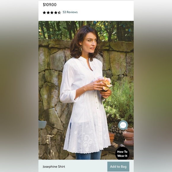 Soft Surroundings White Embroidered Blouse Tunic - Picture 8 of 9